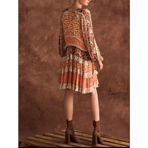 Verb by Pallavi Singhee Long-Sleeve Tiered Mini Dress - Picture 2 of 7